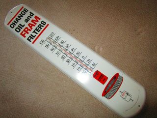 Vintage Fram Filter Service Thermometer Sign Gas & Oil