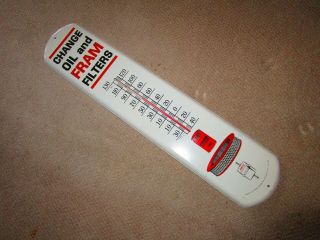 Vintage Fram Filter Service Thermometer Sign Gas & Oil 2