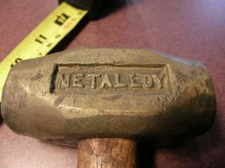 Antique Vintage Brass Hammer Metalloy 2 Pounds Oak Handle