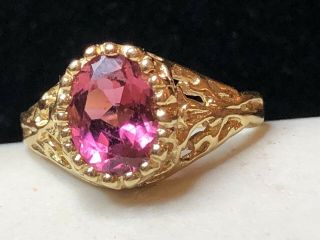 Vintage Estate 14k Gold Pink Sapphire Ring Signed Dc With Appraisal Gemstone