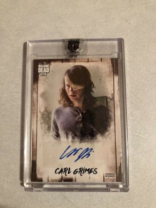 The Walking Dead Carl Grimes Auto 19/69 Chandler Riggs Rick Son Topps Autograph