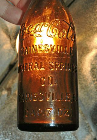 Rare Straight Side Amber " Coca Cola Bottle " Painesville,  Ohio