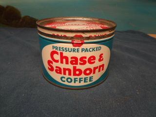 Vintage Chase & Sanborn 1 Pound Coffee Can Tin.  Standard Brands Inc.