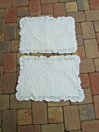2 Vintage White Crocheted Standard Pillow Sham 100 Cotton Shams 31529