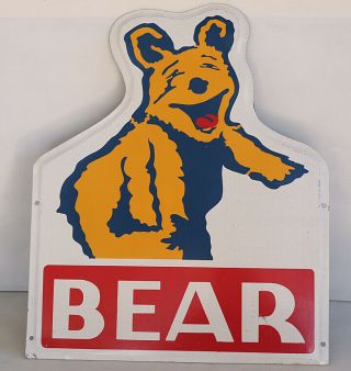 Vintage Bear Alignment Gas Station Steel Metal Sign