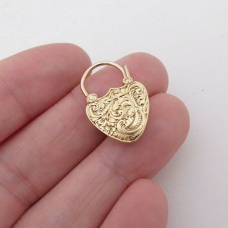 15ct Gold Engraved Padlock Locket Back Clasp For Bracelet/necklace Georgian