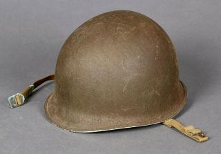 Ww2 Us Army M1 Helmet Fixed Bale Front Seam With Liner