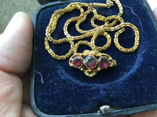 Rare Georgian Antique 9ct Gold Garnet / Ruby Necklace