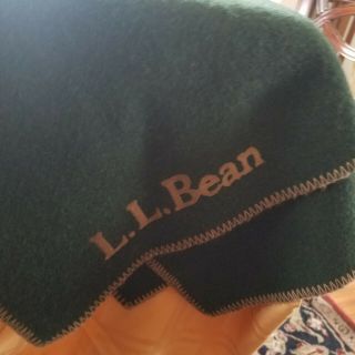 Vintage Ll Bean Classic Wool Blanket Dark Green Made In Usa