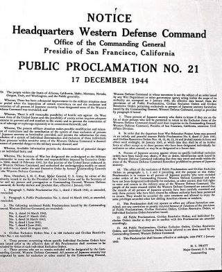 Further Notice Japanese - Americans Ww 2 1944 Western Command Round Up Of Citizens
