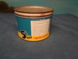 VINTAGE CHASE & SANBORN 5 CENT ' S OFF 1 POUND COFFEE CAN TIN STANDARD BRANDS INC. 2