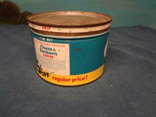 VINTAGE CHASE & SANBORN 5 CENT ' S OFF 1 POUND COFFEE CAN TIN STANDARD BRANDS INC. 3