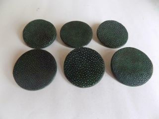 Art Deco Set Of 6 Large Shagreen & Mother Of Pearl Buttons