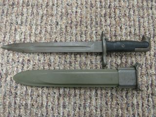 Wwii Us Army M - 1 Garand 10 Inch Bayonet And Sheath Gi