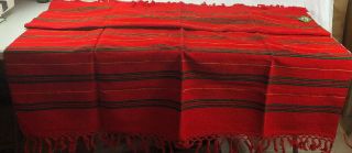Cepelia Wool Blanket Vintage 1979 Polish Red Green Yellow Black Stripes 58 X 74