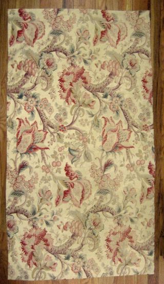 Antique 19th C.  French Cotton Exotic Floral Jacobean Fabric (9970)