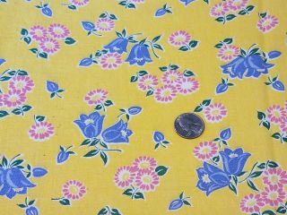 Vintage Full Feedsack: Bright Yellow With Pink And Blue Flowers