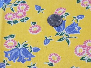 Vintage Full Feedsack: Bright Yellow with Pink and Blue Flowers 2