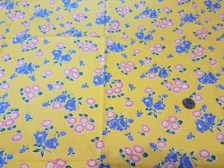 Vintage Full Feedsack: Bright Yellow with Pink and Blue Flowers 3