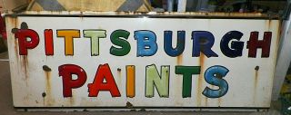 Vintage Heavy Dealer Pittsburgh Paints Embossed Porcelain Sign 6 1/2ft