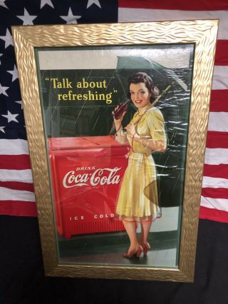 Vintage 1942 Coca Cola Cardboard Advertising Sign Rare