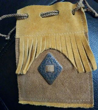 Vintage Native American Medicine Bag With Fringes Leather