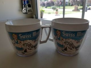SET OF 2 VTG 1970 SWISS MISS Thermo Serv Insulated Mug Cup Cocoa Hot Chocolate 2