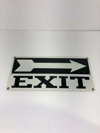 Exit Sign 1950’s Art Deco Black & White Porcelain 14”x7”inches