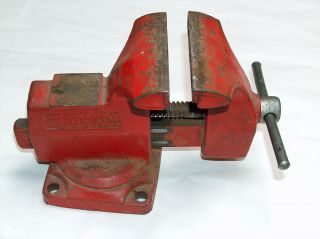 Red Vintage Wilton Bench Vise Anvil Swivel Base Jaw Width 4” Jaw Opening 3 3/4”