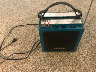 Vtg Sears Portable 8 Track Player Am/fm Radio Blue Turquoise 70s