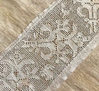 Rare 17th Century Linen Drawn Thread Cutwork Lace Embroidery 74