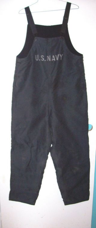 Early Ww Ii U.  S Navy Blue Canvas Deck Pants Size Small (usn)