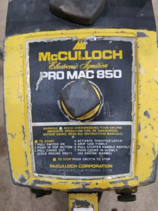 Vintage McCulloch Pro Mac 850 Chainsaw 2