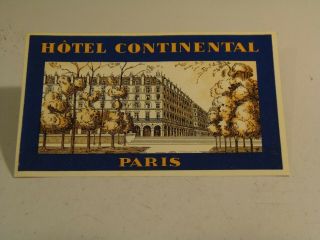 Hotel Continental Paris France Vintage Luggage Labels 11/3