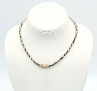 Lagos Sterling Silver 18k Yellow Gold And Diamond Caviar Chain Necklace 7113 - 10