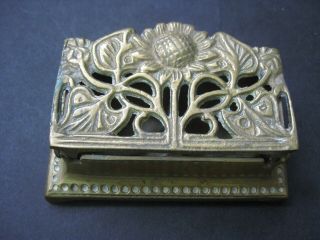 Brass Arts & Crafts Style Pill Box/stamp Holder