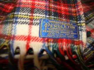 Vintage Pendleton Blanket 100 Virgin Wool Made Usa Blue Tag Throw Scotched Plaid