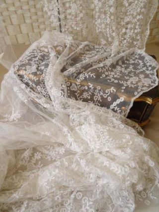 A Stunning Huge Antique Tambour Lace Bridal Dress Flounce