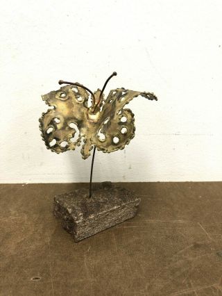 Vintage Butterfly Statue Mid Century Modern Brass Curtis Jere C Style Gold 1960s