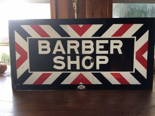 Antique Barber Shop Sign Double Sided Porcelain Dsp Vintage Old Sign