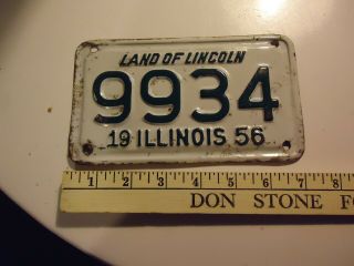 Vintage 1956 Illinois Motorcycle License Plate Harley Indian Bmw Triumph Bsa