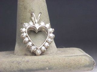Diamond Heart Pendant 14k White Gold Estate Charm Vintage Necklace.  80 Ct.