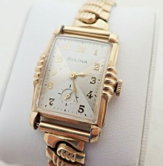 Vintage Mens Art Deco Bulova 21 Jewel Gold Filled Wristwatch Watch
