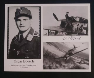 Oscar Boesch Wwii German Ace Pilot Autograph 8x10 Photo Signed Auto Luftwaffe