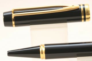 Vintage Waterman Man 200 Lacquered Black Ballpoint Pen With Gold Trim,  Cased