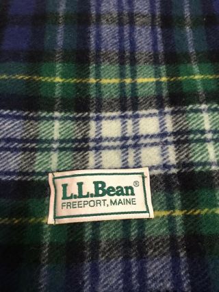 L.  L Bean Vintage Plaid Blanket Wool 88x77