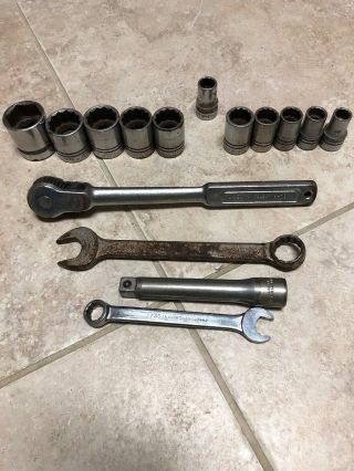 Vintage Indestro Tools 1/2” Drive Sockets,  Ratchet,  Extension,  Wrenches