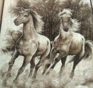 Biederlack Of America Horses Blanket Throw Brown Reversible 72 X 53 Vgc