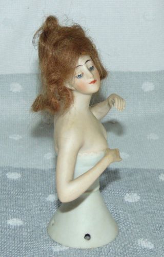 Antique Art Deco Half Doll Goebel Red Hair Pin Cushion Doll Germany