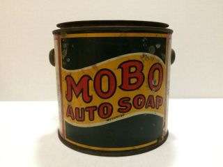 Very Rare Vintage Mobo Auto Soap Tin Can Antique Gas Oil Advertising